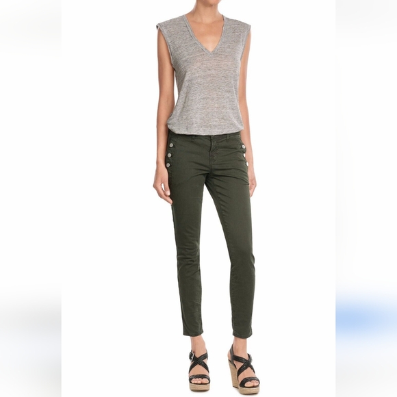 J Brand Zion Mid-Rise Skinny Jeans Womens 25 Olive Green Boho Retro Y2K Casual - Picture 1 of 12